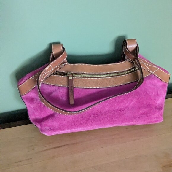 Kate Spade Hot Pink Suede Satchel Handbag - Picture 4 of 12